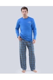 GINA pánské pyžamo dlouhé pánské, šité, s potiskem Pyžama 2018 79061P - atlantic šedá