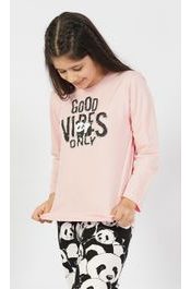 Dětské pyžamo dlouhé Good vibes only - světle růžová
