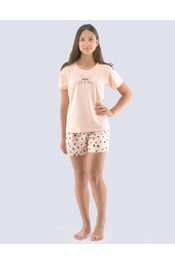 GINA dětské pyžamo krátké dívčí, šité, s potiskem 29006P - pleťová černá