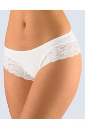 GINA dámské kalhotky francouzské, šité, bokové, s krajkou, jednobarevné Sensuality 14103P - bílá