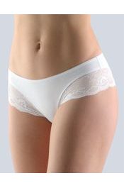 GINA dámské kalhotky francouzské, šité, bokové, s krajkou, jednobarevné Sensuality 14142P - bílá