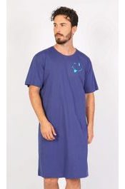 Pánská noční košile s krátkým rukávem Matěj - tmavě modrá