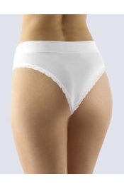 GINA dámské kalhotky bokové - brazilky, šité, s krajkou, jednobarevné Disco Basic 16142P - bílá
