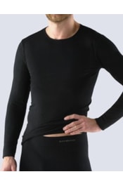GINA pánské tričko s dlouhým rukávem, bezešvé, Bamboo Soft 58010P - černá