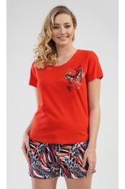 Dámské pyžamo šortky Motýli - červená