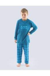 GINA dětské pyžamo dlouhé chlapecké, šité, s potiskem 69001P - petrolejová dunaj