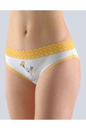 GINA dámské kalhotky bokové se širokým bokem, šité, s potiskem Funny 4 collection 16121P - angreštová bílá