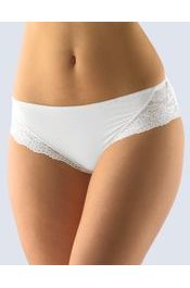 GINA dámské kalhotky francouzské, šité, bokové, s krajkou, jednobarevné La Femme 2 14139P - bílá
