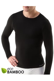 GINA pánské tričko s dlouhým rukávem, dlouhý rukáv, bezešvé Eco Bamboo 58007P - černá