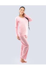 Dámské pyžamo dlouhé 19123P - sv. růžová fialovohnědá