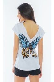Dámské pyžamo šortky Velký motýl - bílá