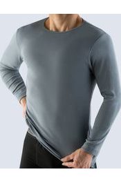 GINA pánské tričko s dlouhým rukávem, dlouhý rukáv, šité, jednobarevné 78003P - kouřová