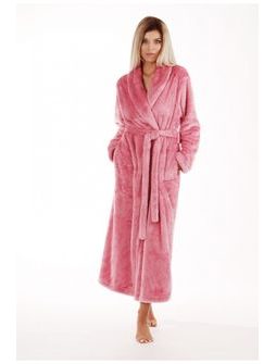 Dámský dlouhý hřejivý župan se šálovým límcem LILLY EXTRA růžová