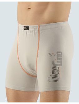 Pánské boxerky s delší nohavičkou, delší nohavička, šité, s potiskem 74083P - sv. šedá mrkvová