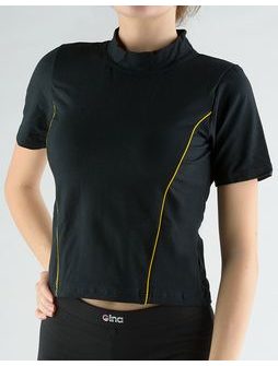 Dámské tričko s krátkým rukávem, krátký rukáv, šité 98005P - citronová černá