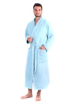 Unisex dlouhý savý župan se šálovým límcem TAMPA ledově modrá