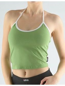 Dámský top, úzká ramínka, šité 98007P - malachit bílá