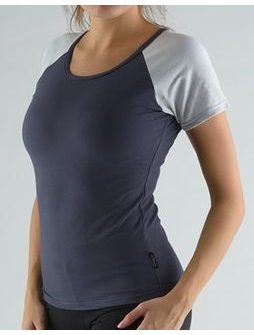 Dámské tričko s krátkým rukávem, krátký rukáv, šité 98002P - tm.popel šedobílá