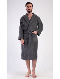 Pánský župan s kapucí Alex - tmavě šedá