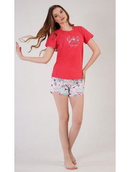 Dámské pyžamo šortky Ellie - korálová