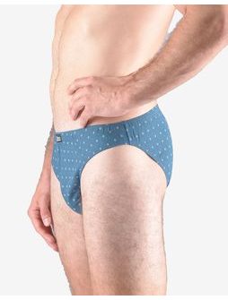 Pánské slipy s úzkým bokem, úzký bok, šité, s potiskem 70069P - petrolejová sv. šedá