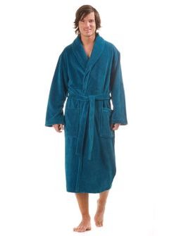 Unisex dlouhý savý župan se šálovým límcem TAMPA petrolejová