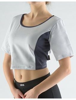 Dámský top tričko, krátký rukáv, šité 97012P - šedobílá tm.popel
