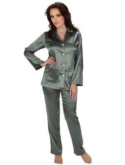 Saténové pyžamo Classic dlouhé šedé