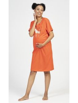 Dámská noční košile mateřská Kopretiny - korálová