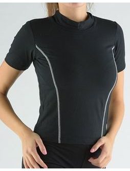 Dámské tričko s krátkým rukávem, krátký rukáv, šité 98005P - černá šedobílá