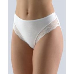 GINA dámské kalhotky klasické, širší bok, šité, s krajkou, jednobarevné Sensuality 10191P - bílá