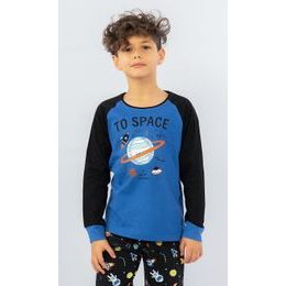 Dětské pyžamo dlouhé Vesmír - modrá
