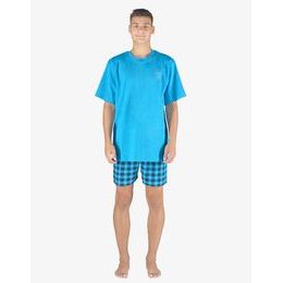 GINA pánské pyžamo krátké pánské, šité, s potiskem Pyžama 2023 79156P - dunaj lékořice