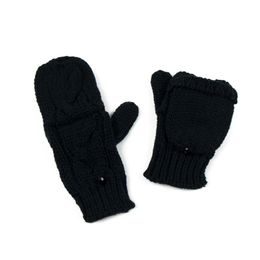 Černé palcové pletené rukavičky