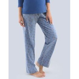 GINA dámské kalhoty dlouhé pyžamové dámské, šité, bokové, s potiskem 19811P - šedá lékořice