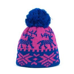 Zimní čepice s norským vzorem modrorůžová