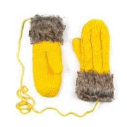 Žluté rukavice s kožíškem