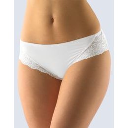 GINA dámské kalhotky francouzské, šité, bokové, s krajkou, jednobarevné La Femme 2 14139P - bílá