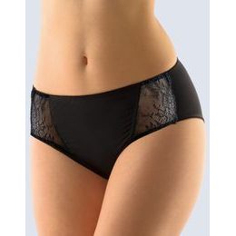 GINA dámské kalhotky klasické vyšší se širokým bokem, širší bok, šité, s krajkou, jednobarevné La Femme 2 10212P - černá