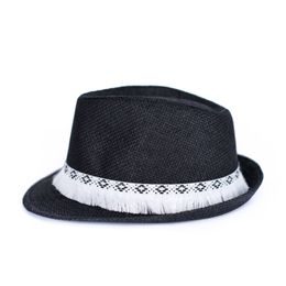 Trilby klobouk černý s bílými třásněmi 56cm