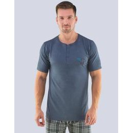 GINA pánské tričko s krátkým rukávem pánské, krátký rukáv, šité, s potiskem 79474P - šedomodrá