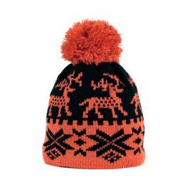 Zimní čepice s norským vzorem oranžová