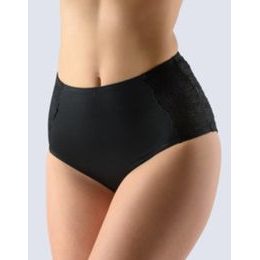 GINA dámské kalhotky klasické vyšší bok, širší bok, šité, s krajkou, La Femme 2 10204P - černá