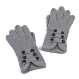 Módní rukavice zdobené knoflíčky tmavě šedé