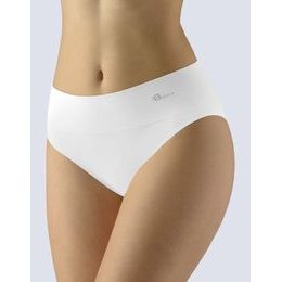 GINA dámské kalhotky klasické se širokým bokem, bezešvé, Bamboo Soft 00048P - bílá