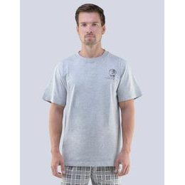 GINA pánské tričko s krátkým rukávem pánské, krátký rukáv, šité, s potiskem 79466P - sv. šedá