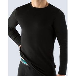 GINA pánské tričko s dlouhým rukávem, dlouhý rukáv, šité, jednobarevné 78003P - černá