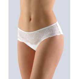 GINA dámské kalhotky francouzské, šité, bokové, s krajkou, jednobarevné Delicate 14141P - bílá