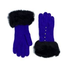Vlněné rukavičky s kožíškem modré