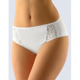 GINA dámské kalhotky klasické vyšší se širokým bokem, šité, s krajkou, jednobarevné La Femme 2 10212P - bílá